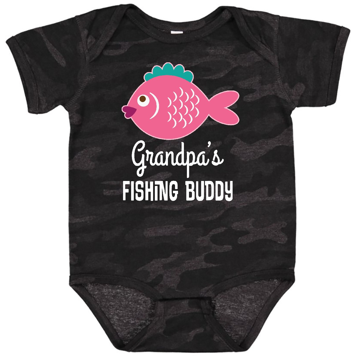 Inktastic Grandpa Fishing Buddy Girls Fish Baby Bodysuit Grandpas Cute Fisher - Picture 9 of 9