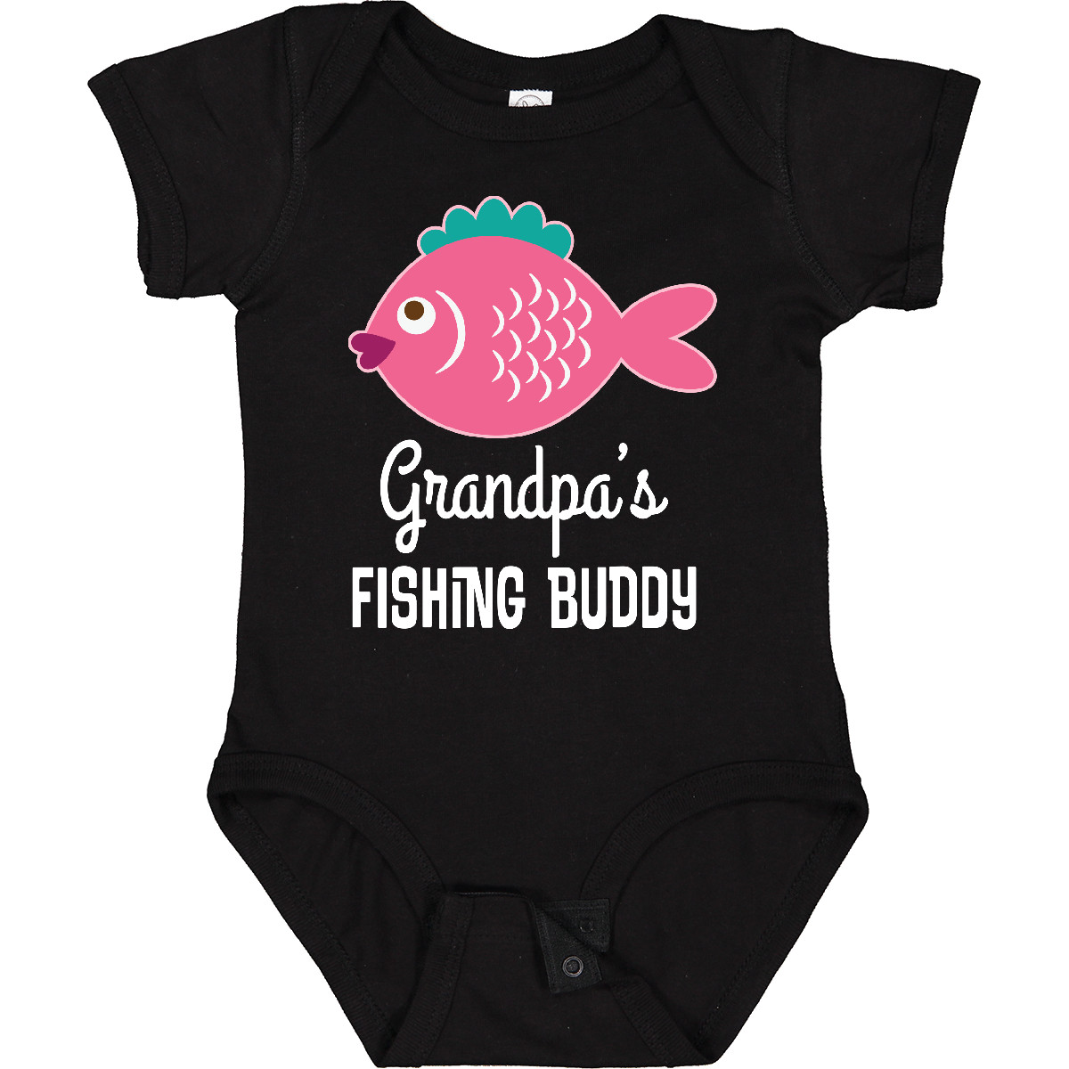 Inktastic Grandpa Fishing Buddy Girls Fish Baby Bodysuit Grandpas Cute Fisher - Picture 3 of 9