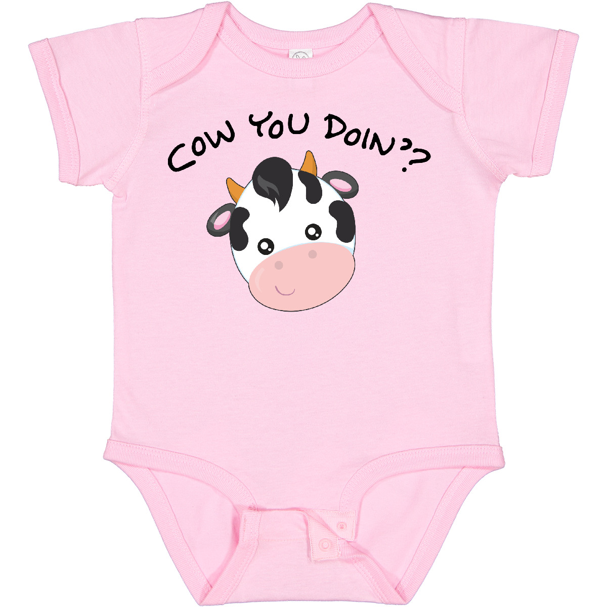 Inktastic Cow You Doin’? Cute Cow Baby Bodysuit Farm Animals Animal Barn Dairy