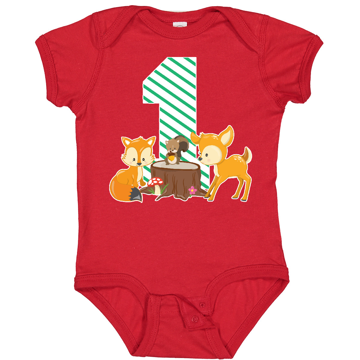 Inktastic One Years Old With Woodland Animals Baby Bodysuit Birthday Cute Year - Picture 9 of 12