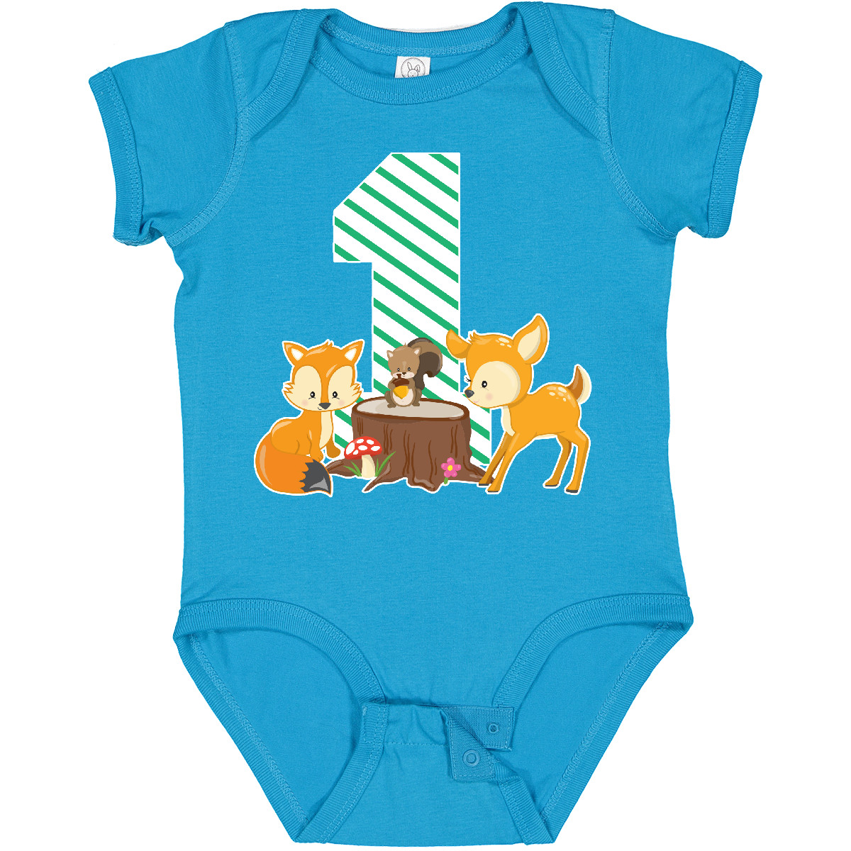 Inktastic One Years Old With Woodland Animals Baby Bodysuit Birthday Cute Year - Picture 11 of 12