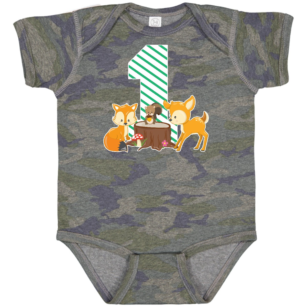 Inktastic One Years Old With Woodland Animals Baby Bodysuit Birthday Cute Year - Picture 12 of 12