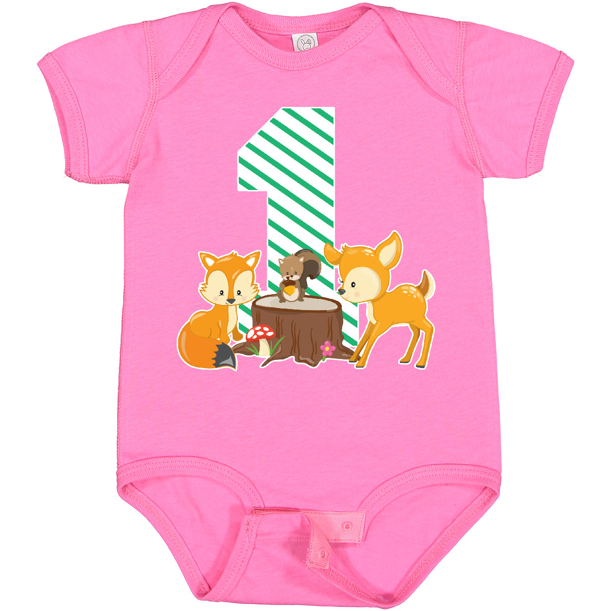 Inktastic One Years Old With Woodland Animals Baby Bodysuit Birthday Cute Year - Picture 8 of 12