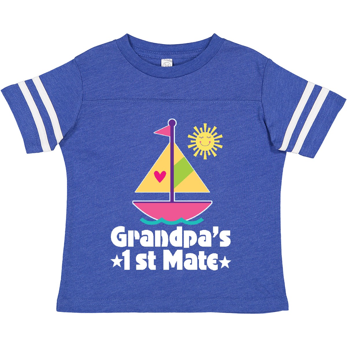 Inktastic Grandpas First Mate Girls Pink Sailboat Toddler T-Shirt Sailing Boat - Picture 3 of 7