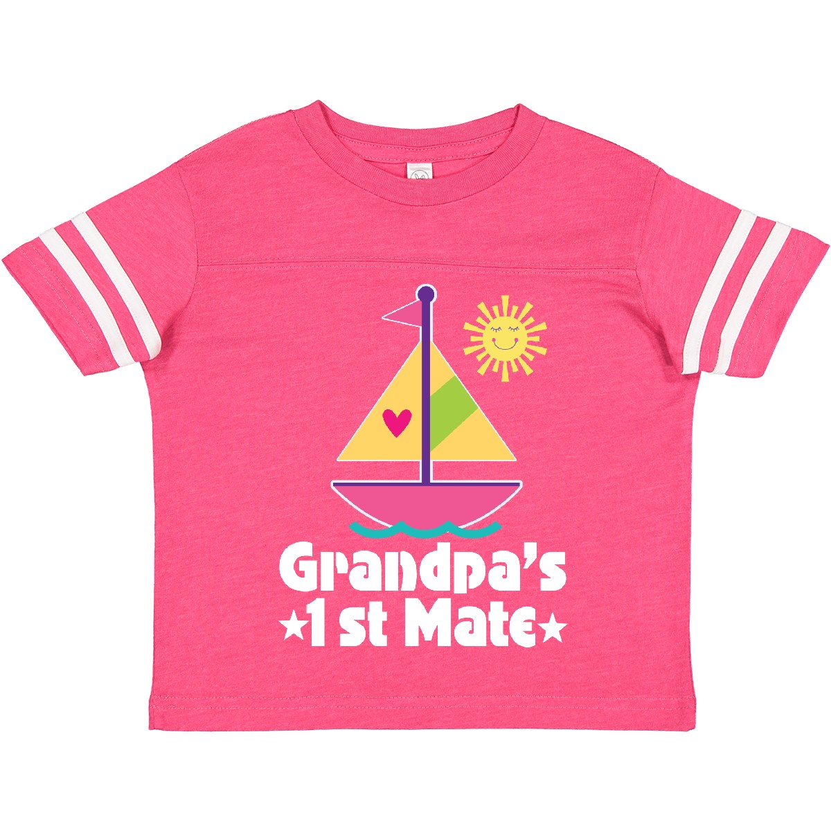 Inktastic Grandpas First Mate Girls Pink Sailboat Toddler T-Shirt Sailing Boat - Picture 4 of 7