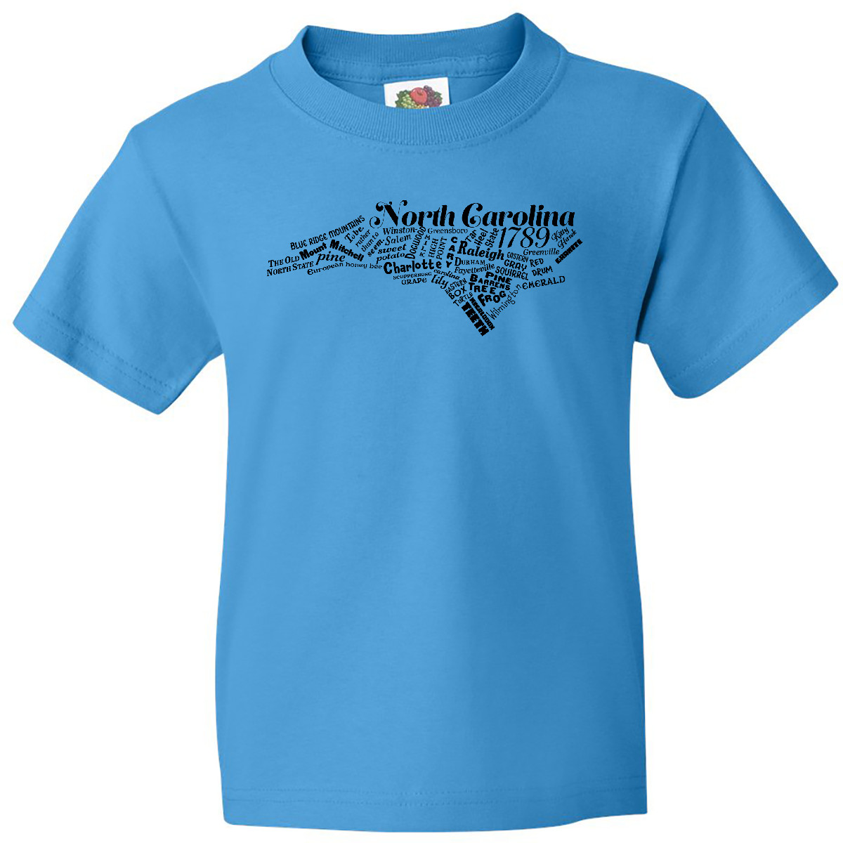 Inktastic North Carolina Word Salad Youth T-Shirt State Home Kittyhawk Charlotte - Picture 3 of 5