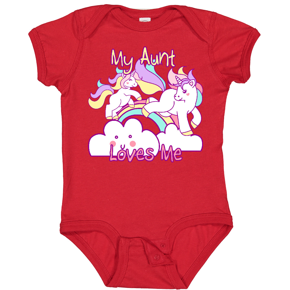 Inktastic My Aunt Loves Me Unicorn Baby Bodysuit Cute Niece Nephew Unicorns - Picture 9 of 9