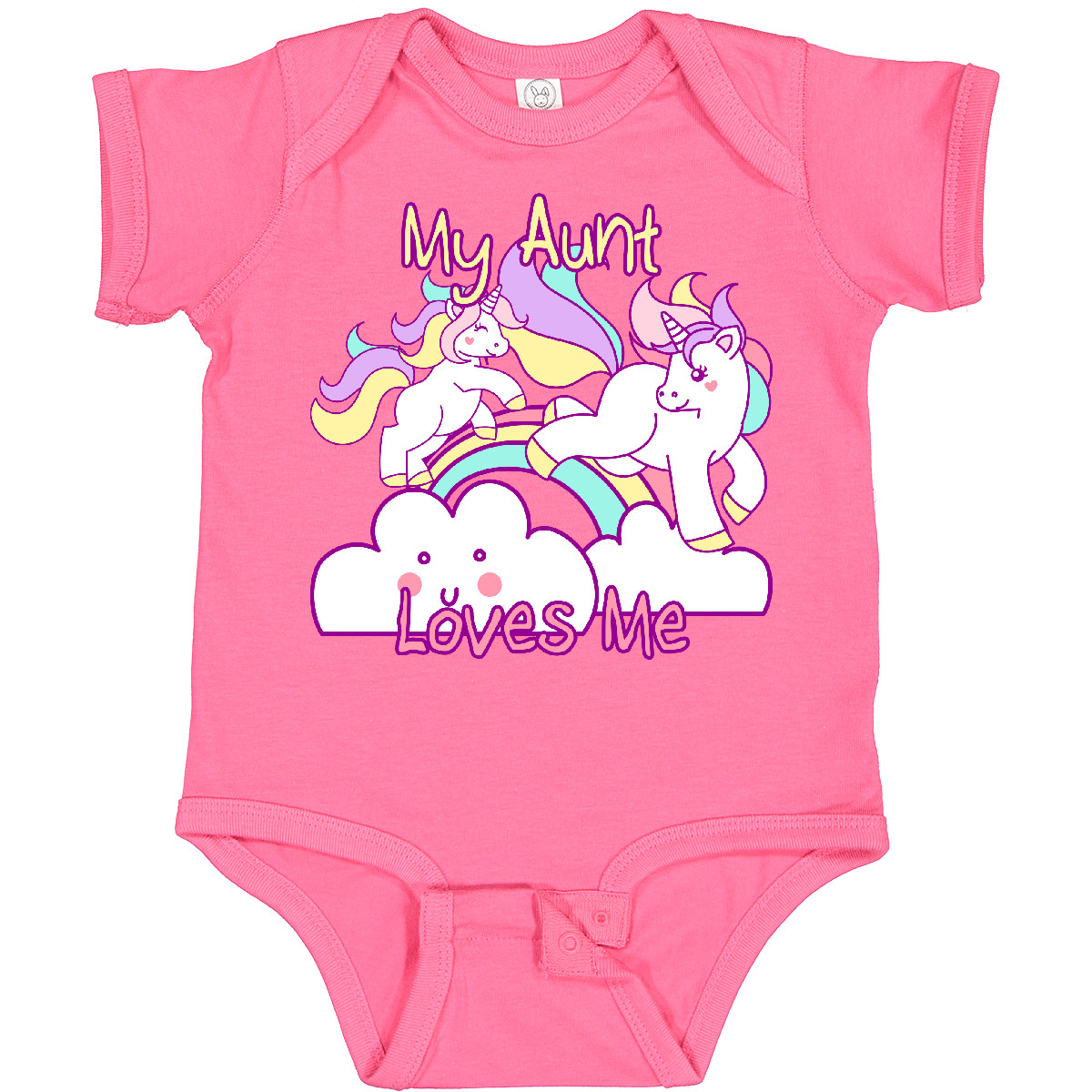 Inktastic My Aunt Loves Me Unicorn Baby Bodysuit Cute Niece Nephew Unicorns - Picture 4 of 9