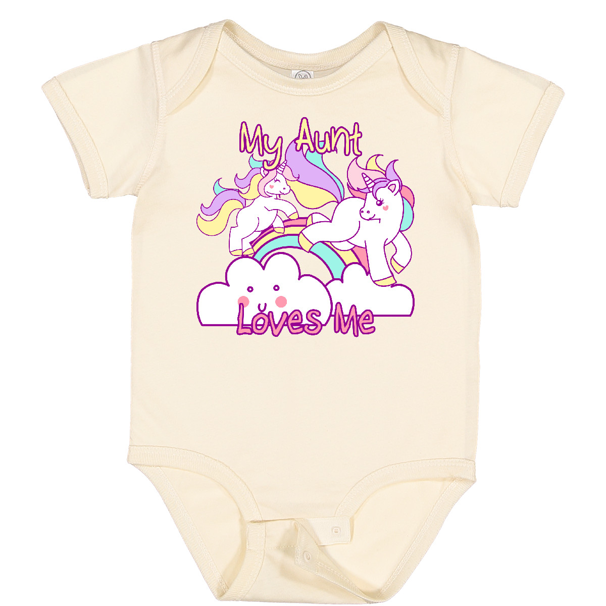 Inktastic My Aunt Loves Me Unicorn Baby Bodysuit Cute Niece Nephew Unicorns - Picture 7 of 9