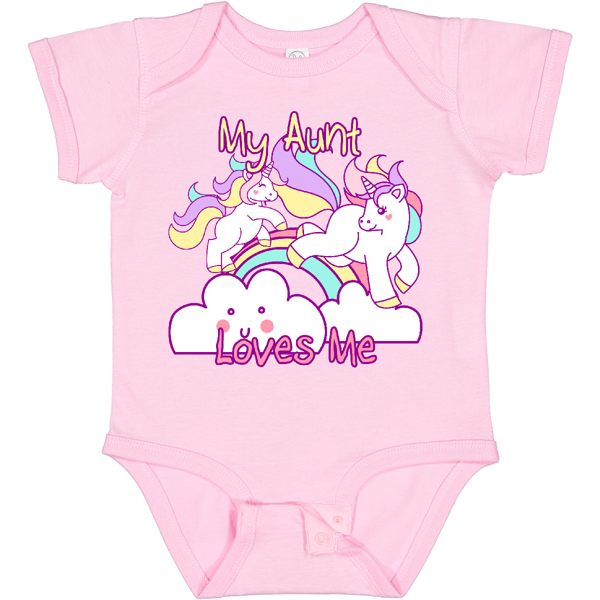 Inktastic My Aunt Loves Me Unicorn Baby Bodysuit Cute Niece Nephew Unicorns - Picture 8 of 9