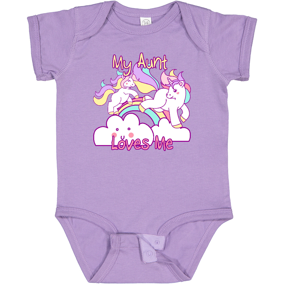 Inktastic My Aunt Loves Me Unicorn Baby Bodysuit Cute Niece Nephew Unicorns - Picture 5 of 9