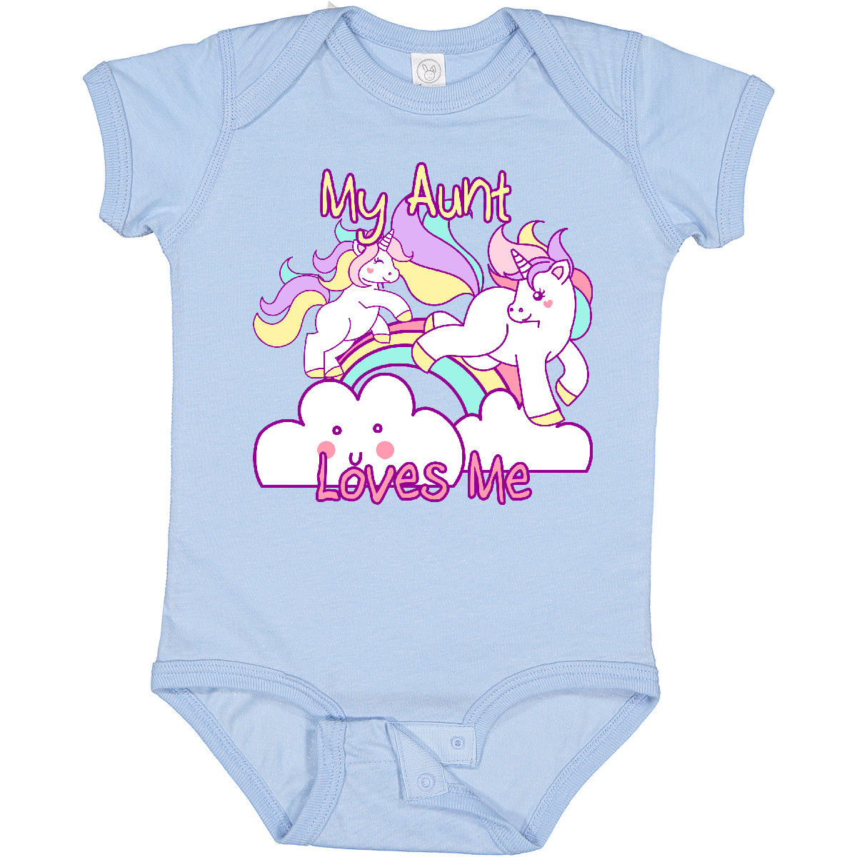 Inktastic My Aunt Loves Me Unicorn Baby Bodysuit Cute Niece Nephew Unicorns - Picture 6 of 9