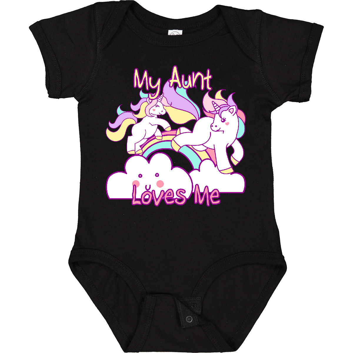 Inktastic My Aunt Loves Me Unicorn Baby Bodysuit Cute Niece Nephew Unicorns - Picture 2 of 9