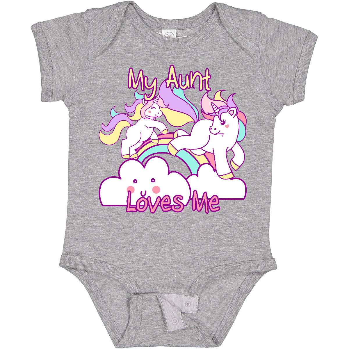 Inktastic My Aunt Loves Me Unicorn Baby Bodysuit Cute Niece Nephew Unicorns - Picture 3 of 9