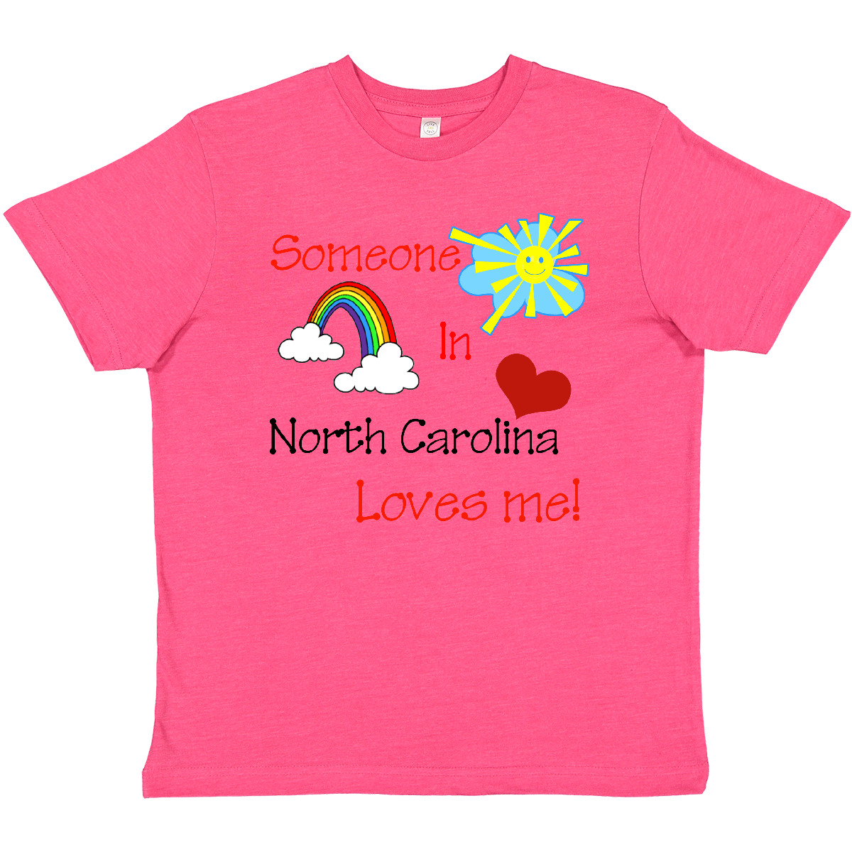 Inktastic Someone In North Carolina Loves Me! Youth T-Shirt Love Rainbow Heart - Picture 2 of 3