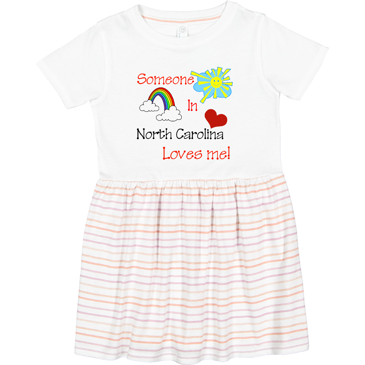 Inktastic Someone In North Carolina Loves Me! Toddler Dress Love Rainbow Heart