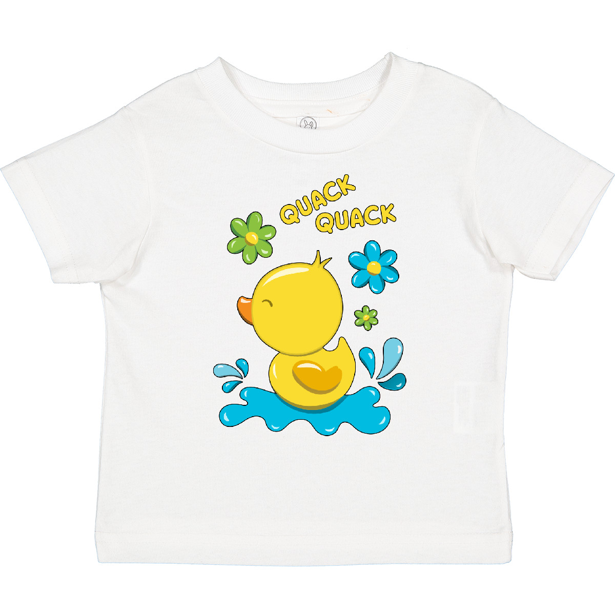 Inktastic Quack Quack Cute Duckling With Flowers Toddler T-Shirt Animals Duck