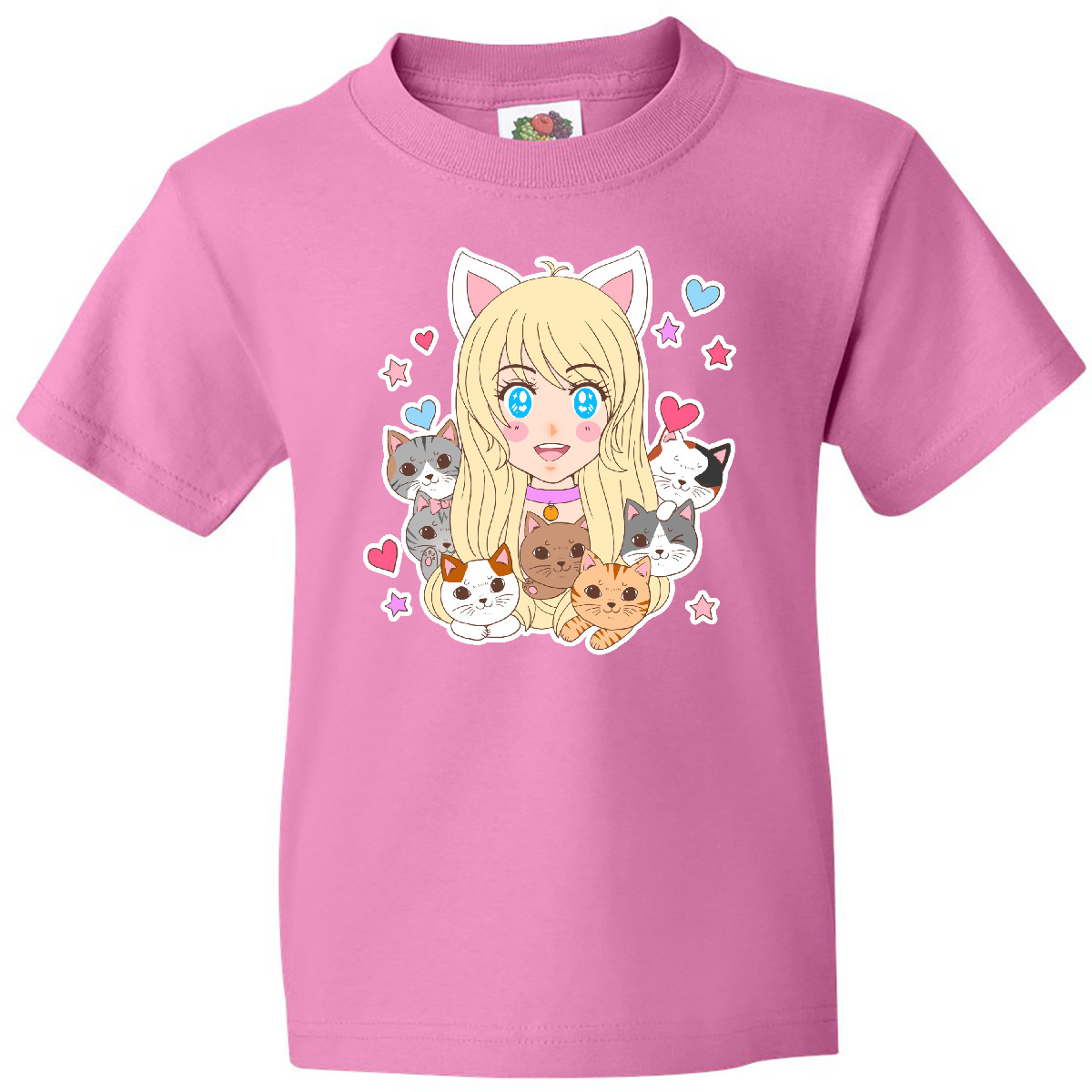 Inktastic Neko Anime Girl With Kittens Youth T-Shirt Pop Culture Otaku Kitten - Picture 2 of 12