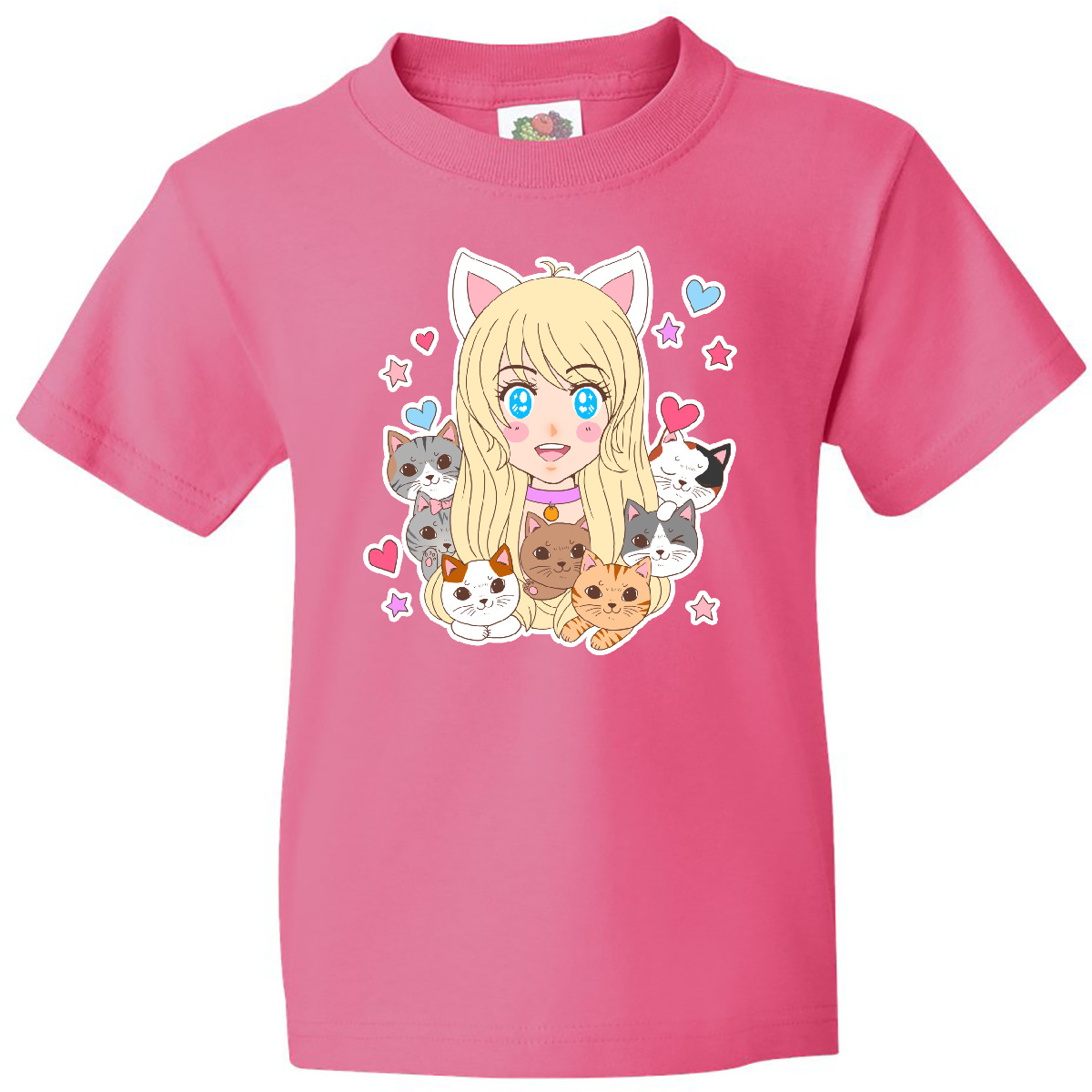 Inktastic Neko Anime Girl With Kittens Youth T-Shirt Pop Culture Otaku Kitten - Picture 6 of 12