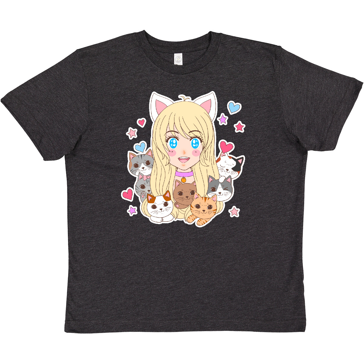 Inktastic Neko Anime Girl With Kittens Youth T-Shirt Pop Culture Otaku Kitten - Picture 9 of 12