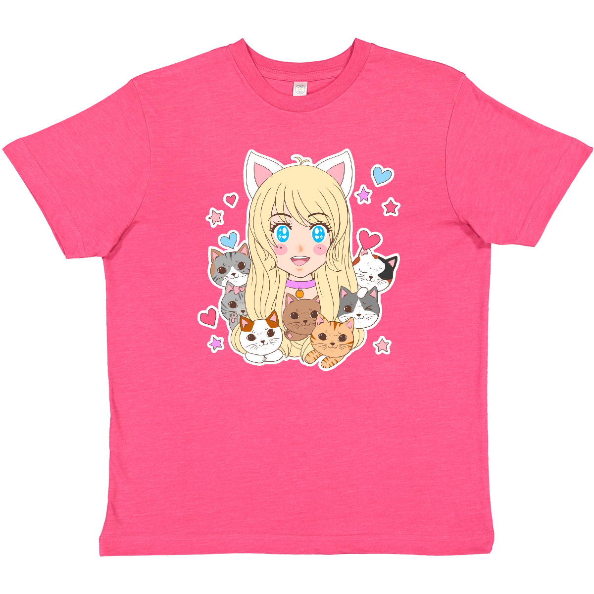 Inktastic Neko Anime Girl With Kittens Youth T-Shirt Pop Culture Otaku Kitten - Picture 10 of 12