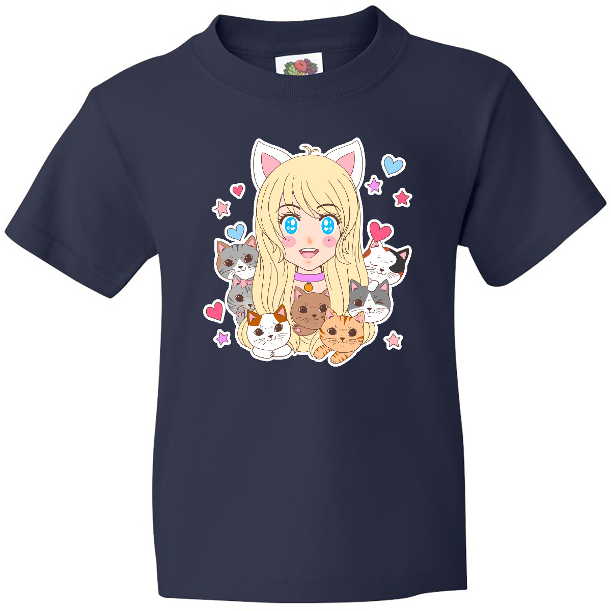 Inktastic Neko Anime Girl With Kittens Youth T-Shirt Pop Culture Otaku Kitten - Picture 5 of 12