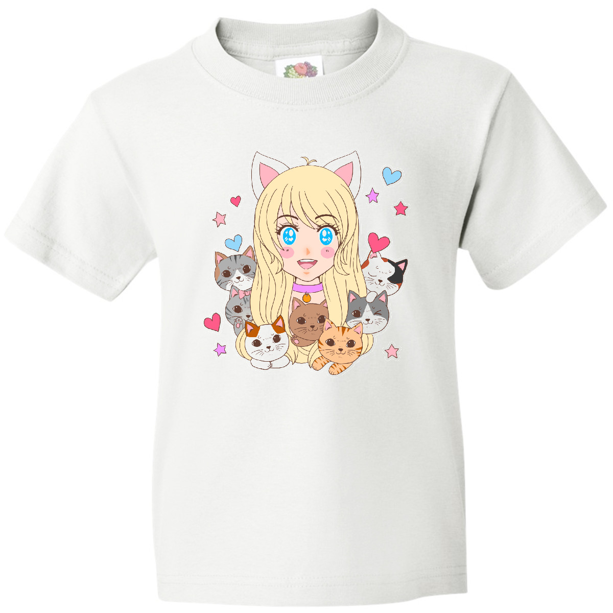 Inktastic Neko Anime Girl With Kittens Youth T-Shirt Pop Culture Otaku Kitten - Picture 12 of 12