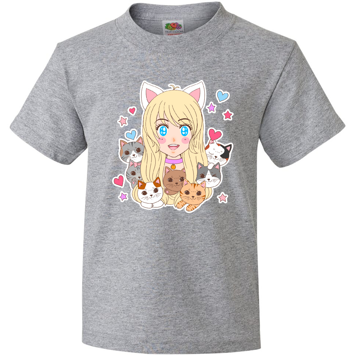 Inktastic Neko Anime Girl With Kittens Youth T-Shirt Pop Culture Otaku Kitten - Picture 3 of 12