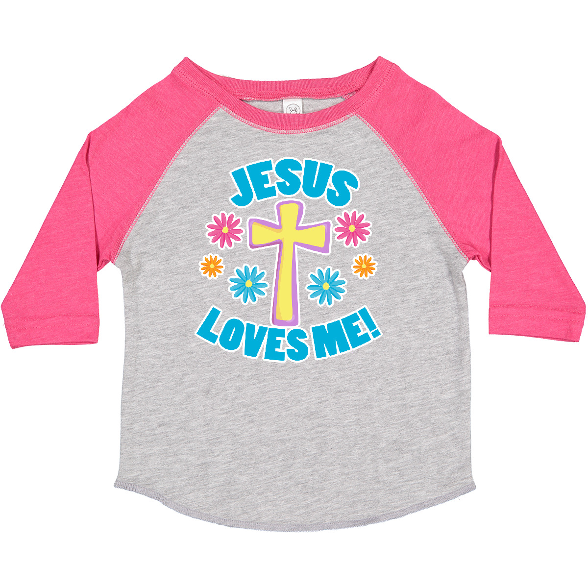 Inktastic Ostern Jesus liebt mich mit Kreuz und Blumen Kleinkind T-Shirt Kinder Tag - Bild 8 von 12