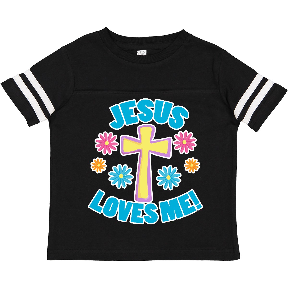 Inktastic Ostern Jesus liebt mich mit Kreuz und Blumen Kleinkind T-Shirt Kinder Tag - Bild 5 von 12