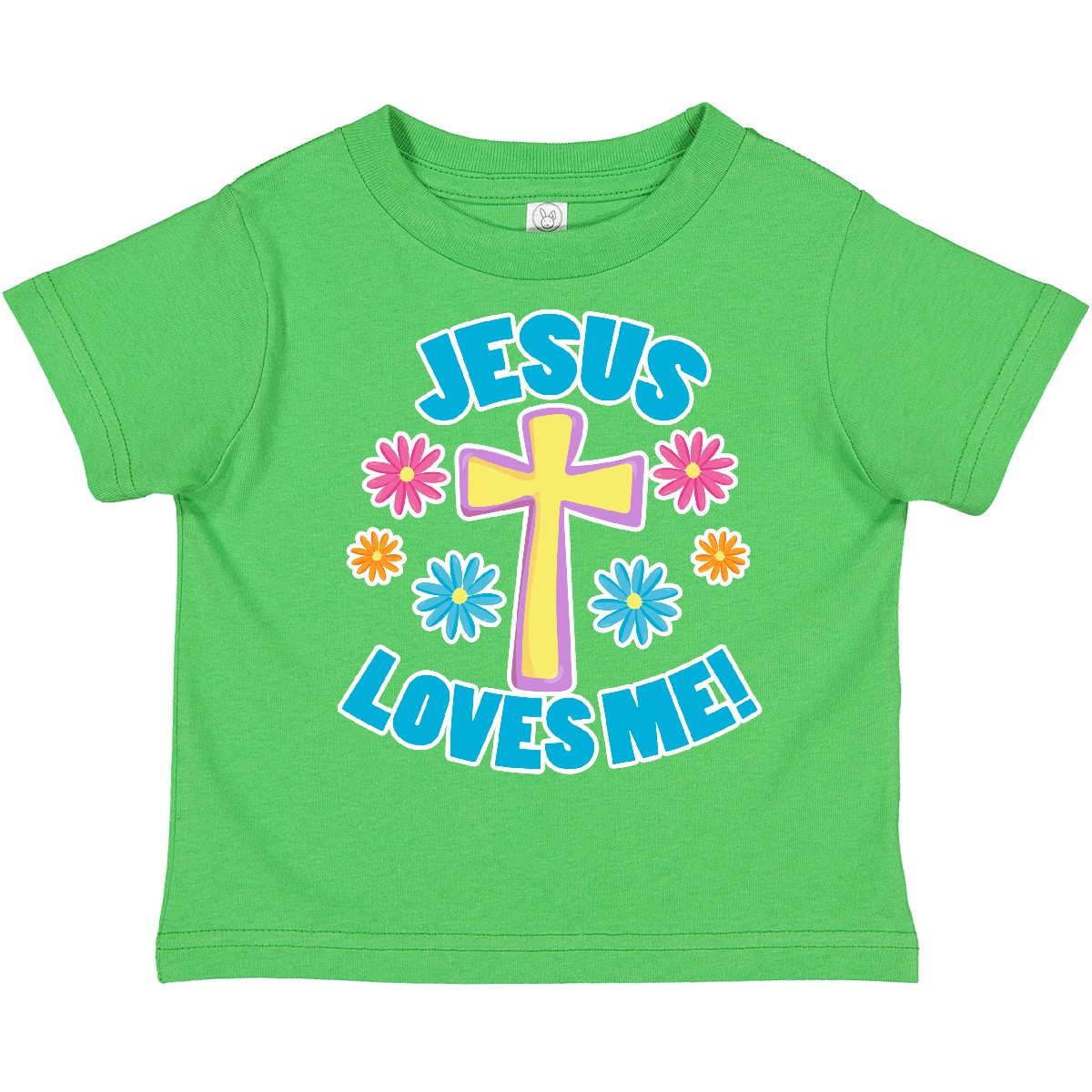 Inktastic Ostern Jesus liebt mich mit Kreuz und Blumen Kleinkind T-Shirt Kinder Tag - Bild 2 von 12