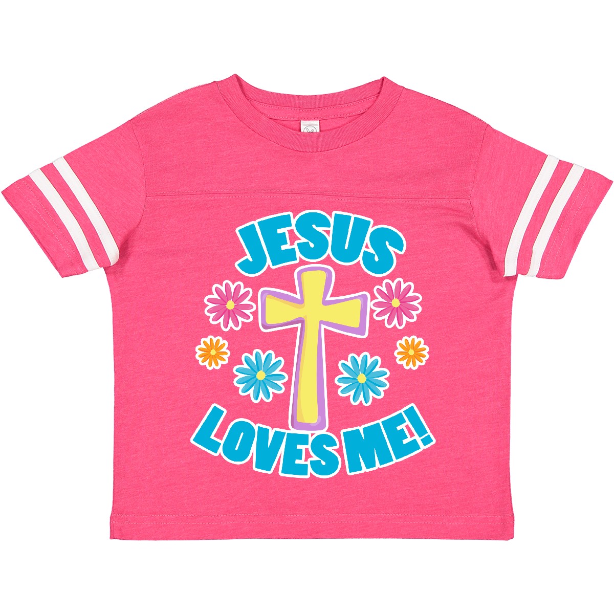 Inktastic Ostern Jesus liebt mich mit Kreuz und Blumen Kleinkind T-Shirt Kinder Tag - Bild 6 von 12