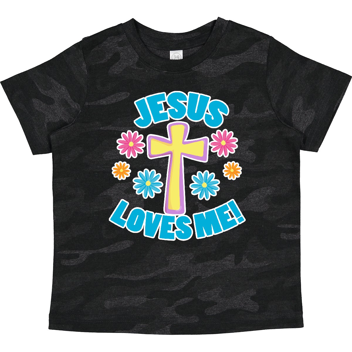 Inktastic Ostern Jesus liebt mich mit Kreuz und Blumen Kleinkind T-Shirt Kinder Tag - Bild 11 von 12