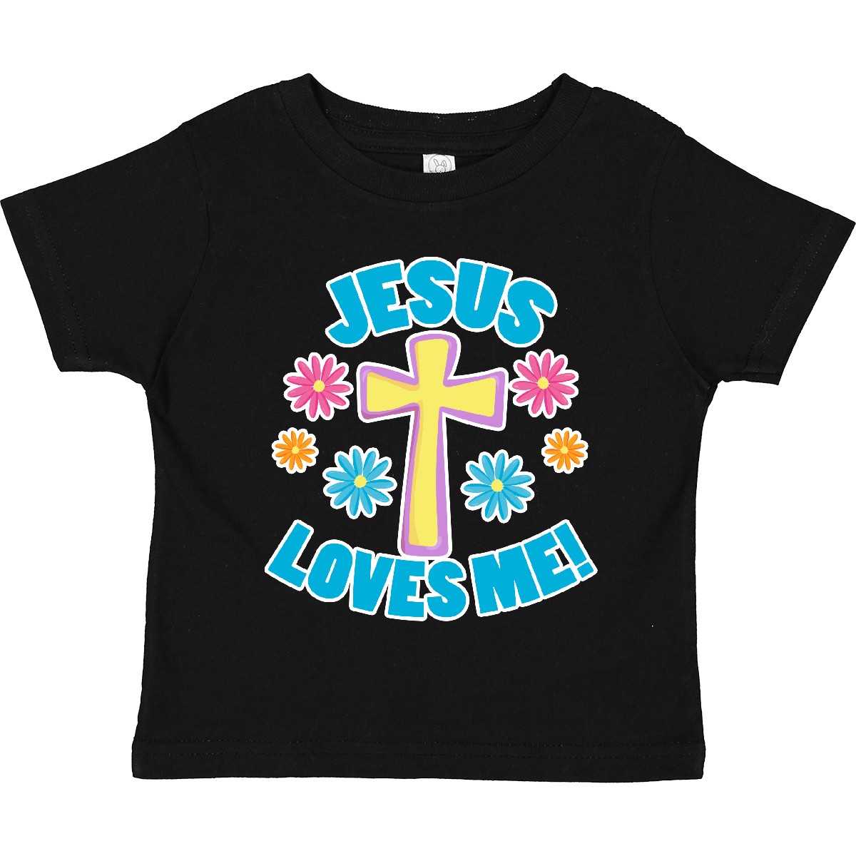 Inktastic Ostern Jesus liebt mich mit Kreuz und Blumen Kleinkind T-Shirt Kinder Tag - Bild 3 von 12