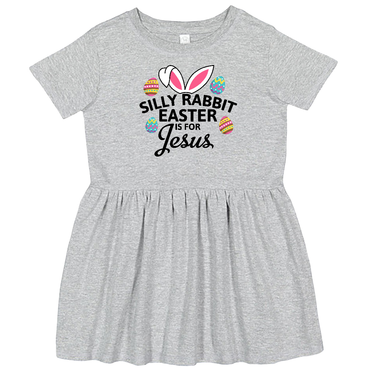 Inktastic Silly Rabbit Easter Is For Jesus With Bunny Head And Toddler Dress - Picture 2 of 6