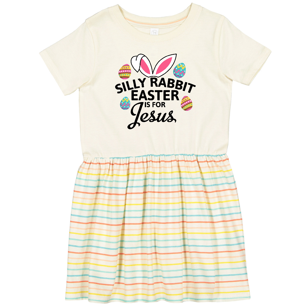 Inktastic Silly Rabbit Easter Is For Jesus With Bunny Head And Toddler Dress - Picture 4 of 6