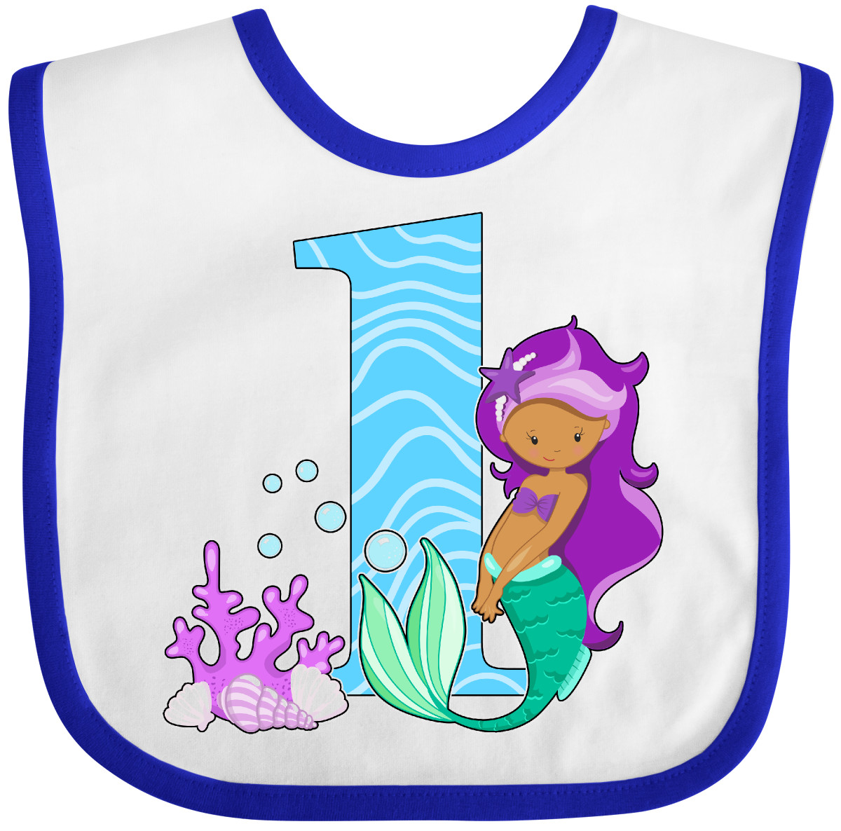 Inktastic First Birthday Mermaid Baby Bib Birthdays 1st Year Old Turning Party - Picture 10 of 10