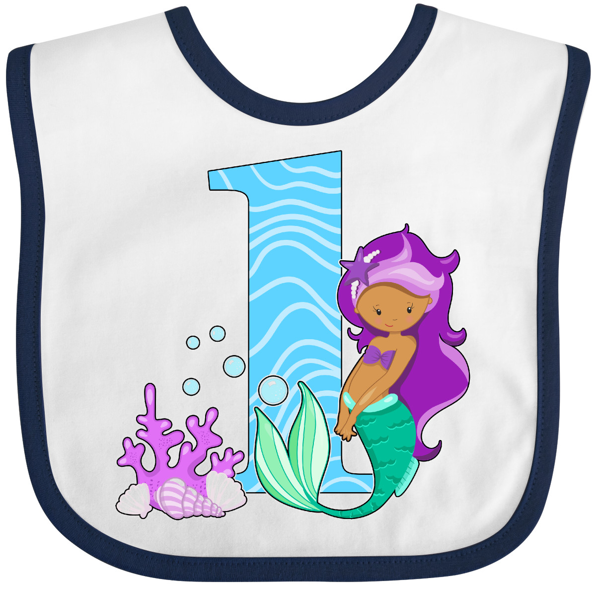 Inktastic First Birthday Mermaid Baby Bib Birthdays 1st Year Old Turning Party - Picture 8 of 10