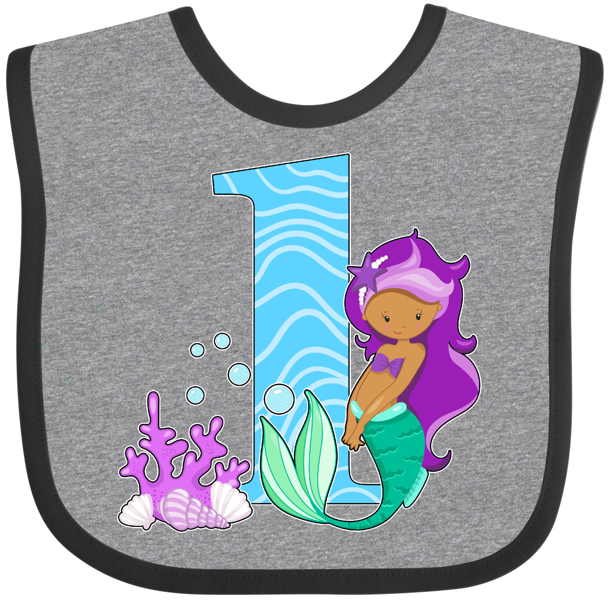 Inktastic First Birthday Mermaid Baby Bib Birthdays 1st Year Old Turning Party - Picture 2 of 10