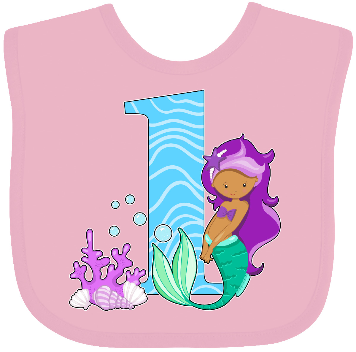 Inktastic First Birthday Mermaid Baby Bib Birthdays 1st Year Old Turning Party - Picture 4 of 10