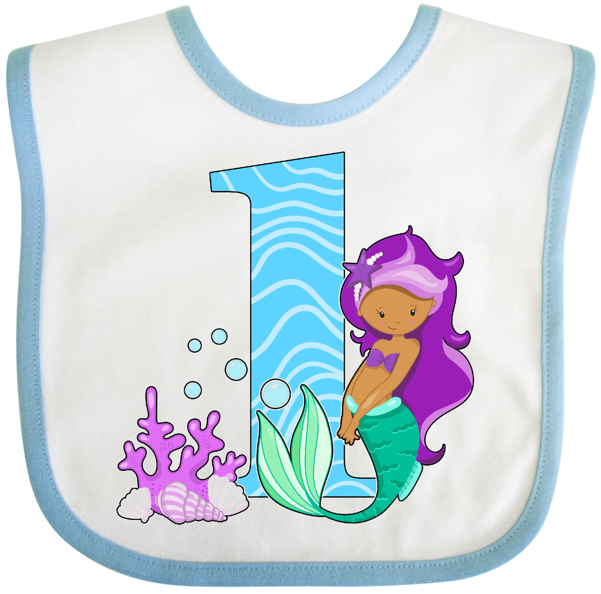 Inktastic First Birthday Mermaid Baby Bib Birthdays 1st Year Old Turning Party - Picture 7 of 10