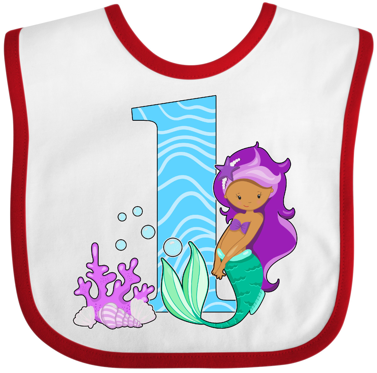 Inktastic First Birthday Mermaid Baby Bib Birthdays 1st Year Old Turning Party - Picture 9 of 10