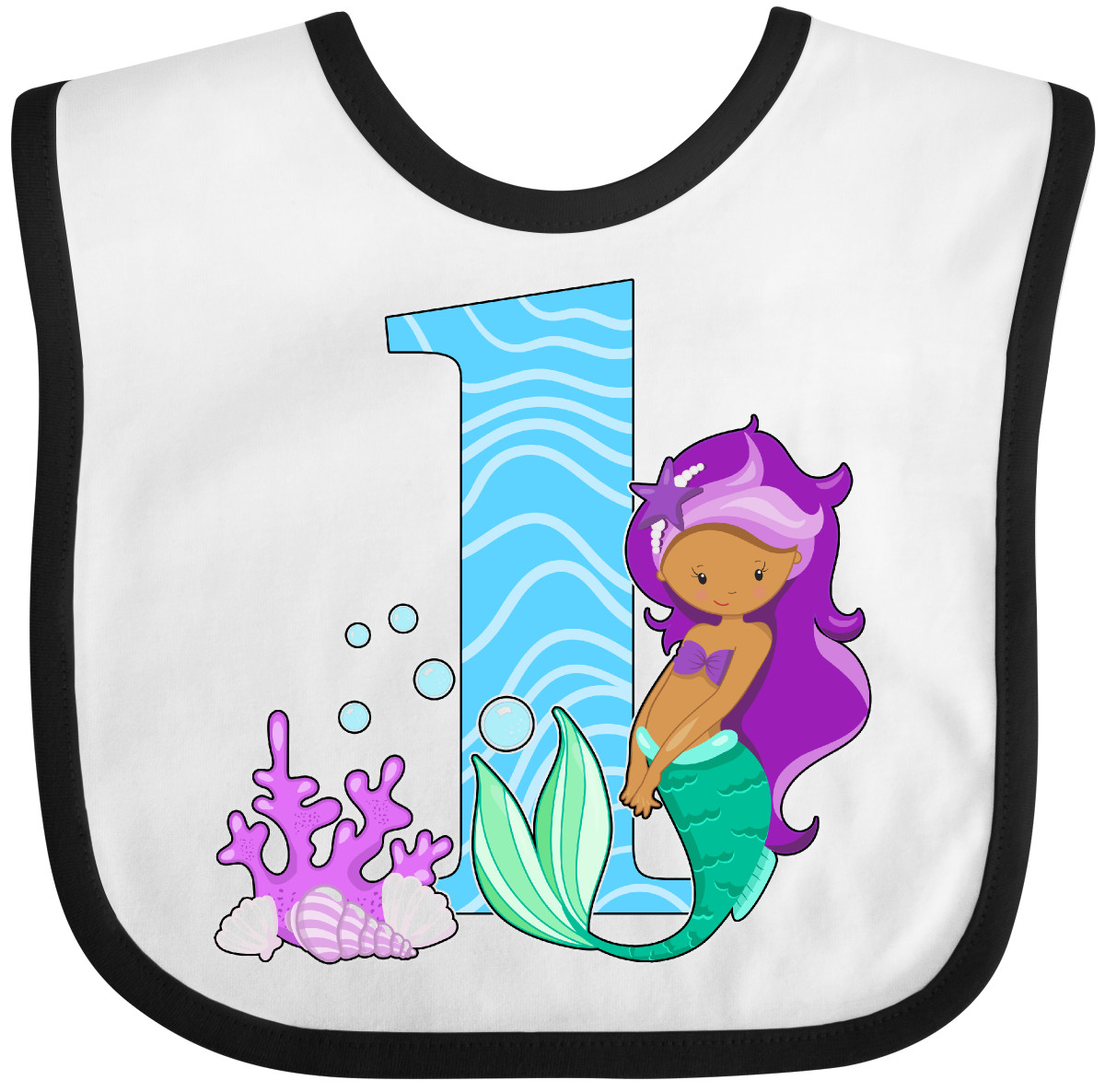 Inktastic First Birthday Mermaid Baby Bib Birthdays 1st Year Old Turning Party - Picture 6 of 10