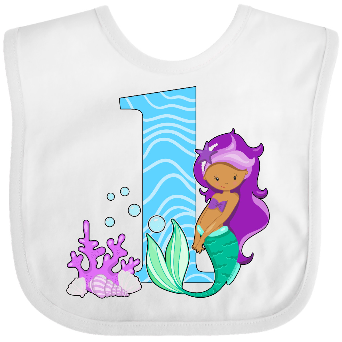 Inktastic First Birthday Mermaid Baby Bib Birthdays 1st Year Old Turning Party - Picture 5 of 10