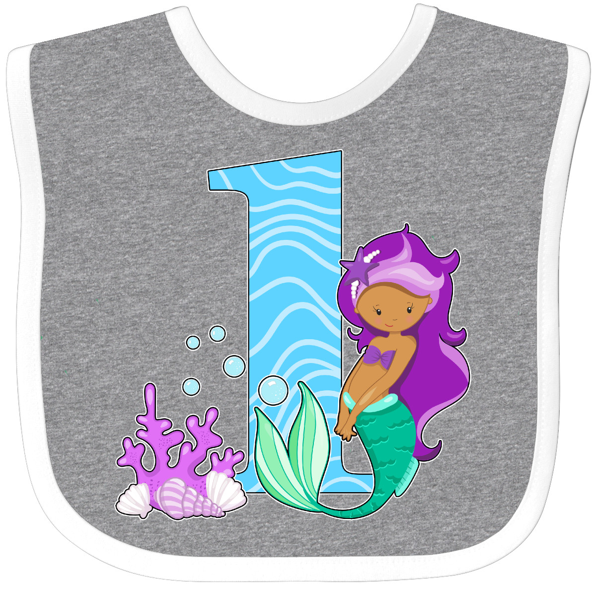 Inktastic First Birthday Mermaid Baby Bib Birthdays 1st Year Old Turning Party - Picture 3 of 10