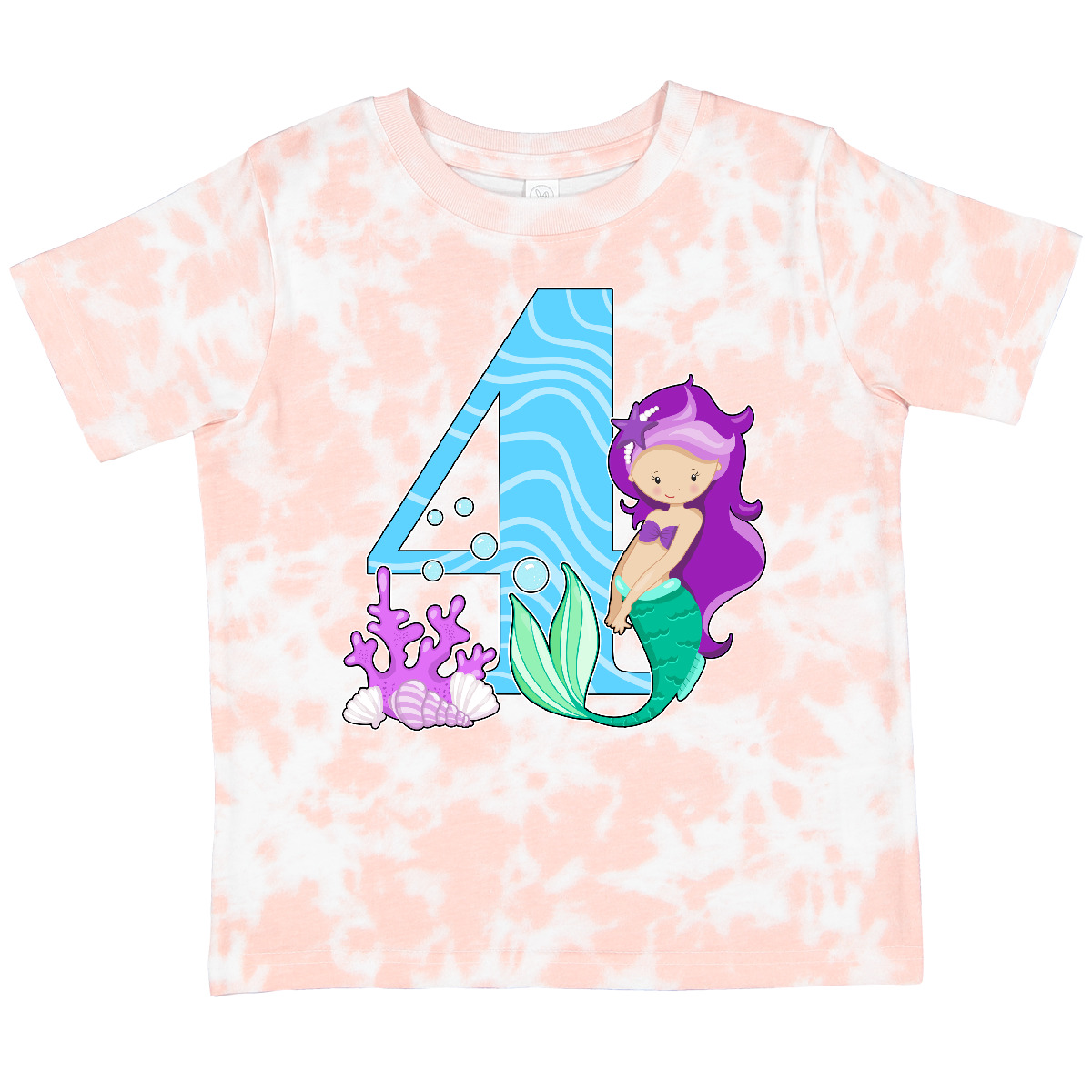 Inktastic Fourth Birthday Mermaid Toddler T-Shirt Birthdays 4th Four Year Old - Picture 9 of 9