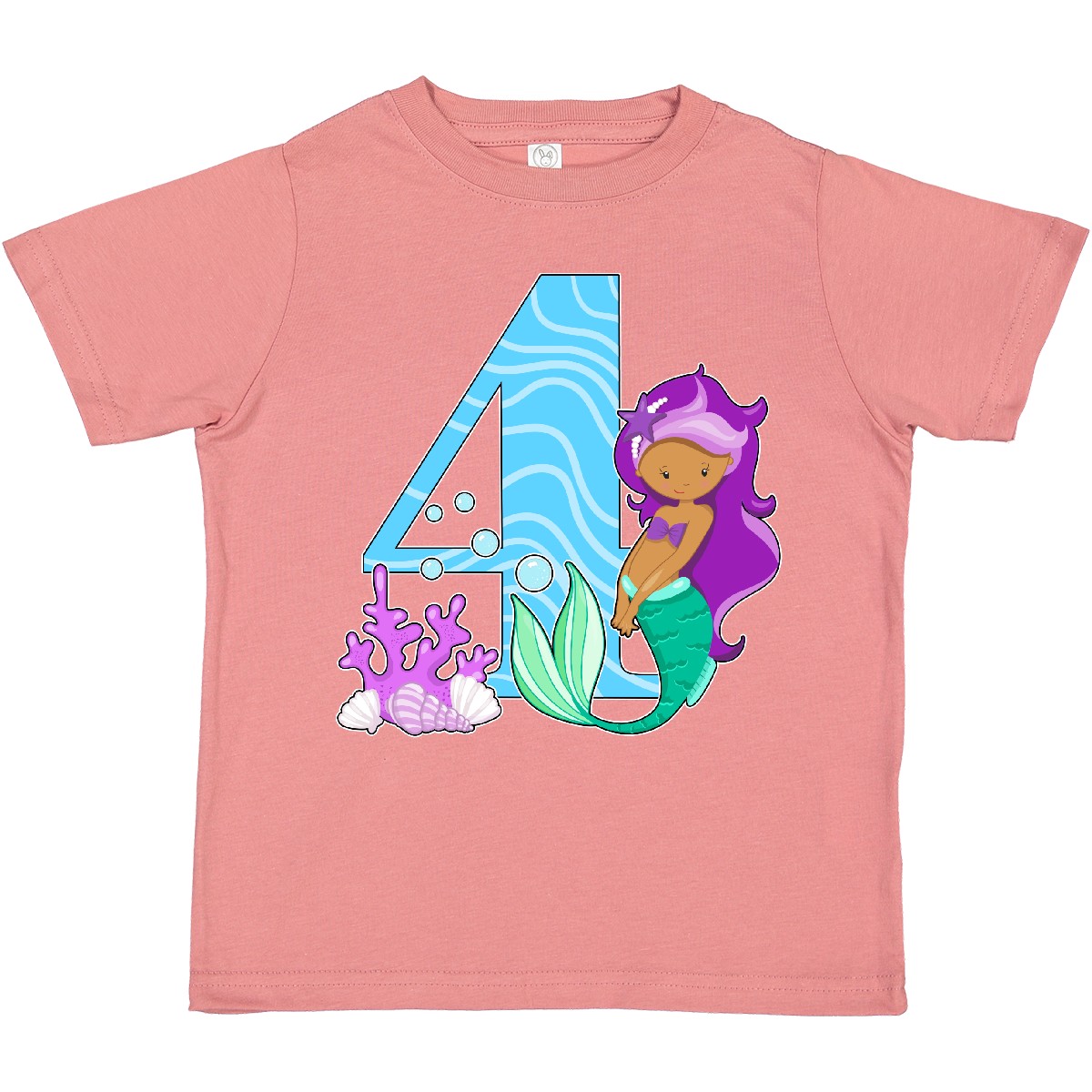Inktastic Fourth Birthday Mermaid Toddler T-Shirt Birthdays 4th Four Year Old - Picture 7 of 10