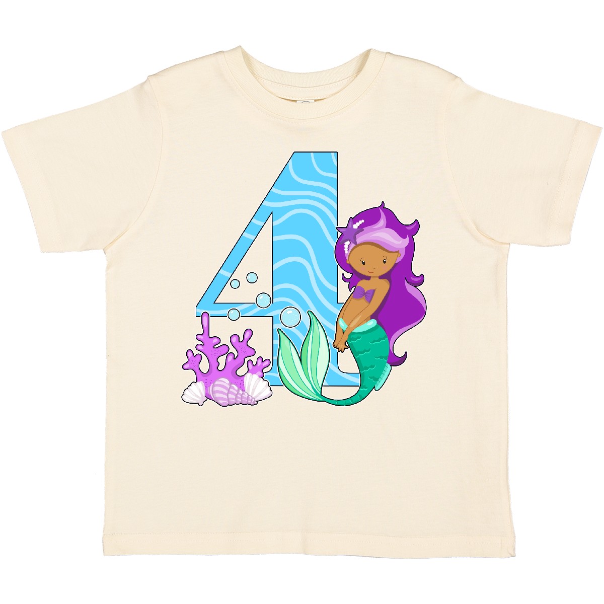 Inktastic Fourth Birthday Mermaid Toddler T-Shirt Birthdays 4th Four Year Old - Picture 8 of 10