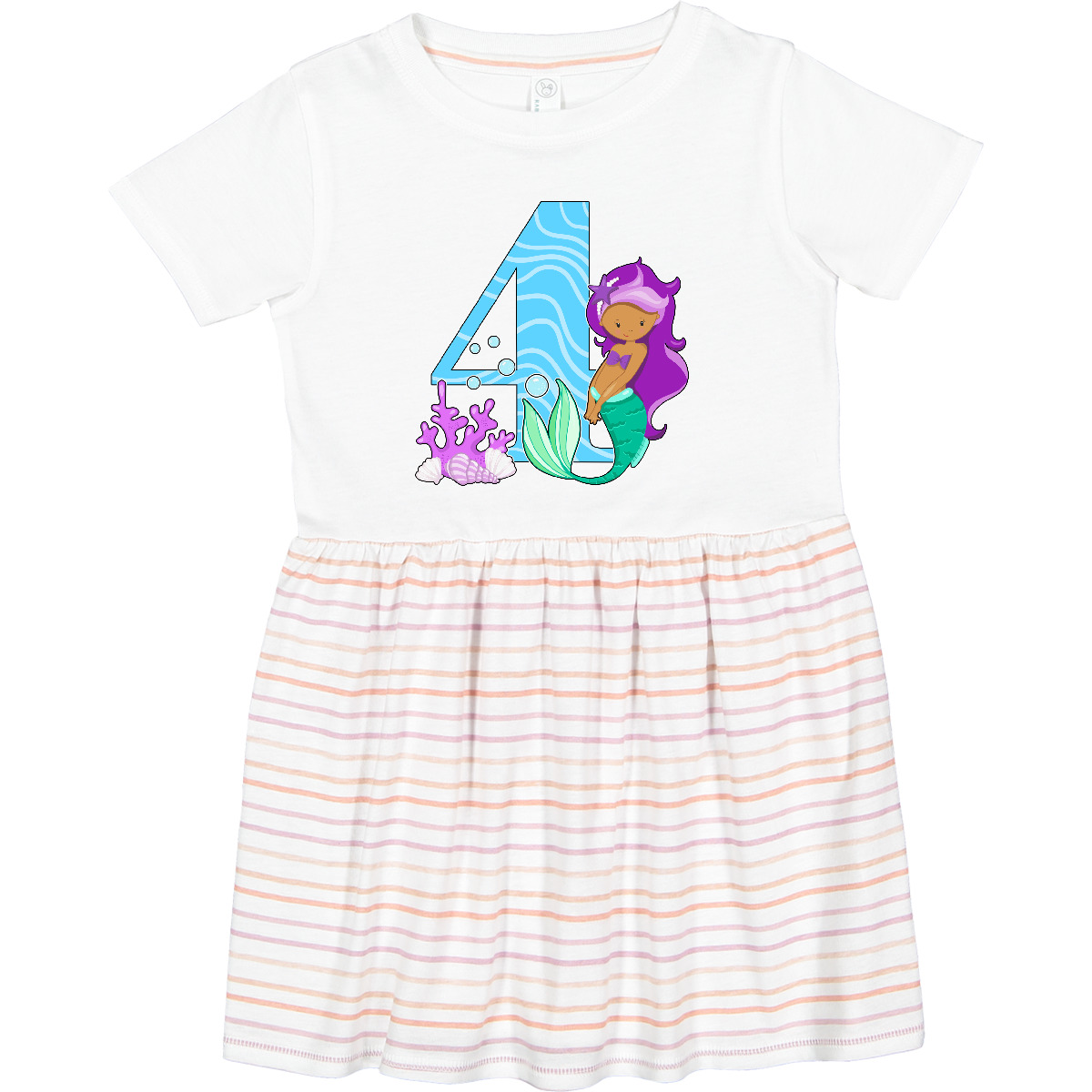 Inktastic Fourth Birthday Mermaid Toddler Dress Birthdays 4th Four Year Old Hair - Imagen 7 de 7