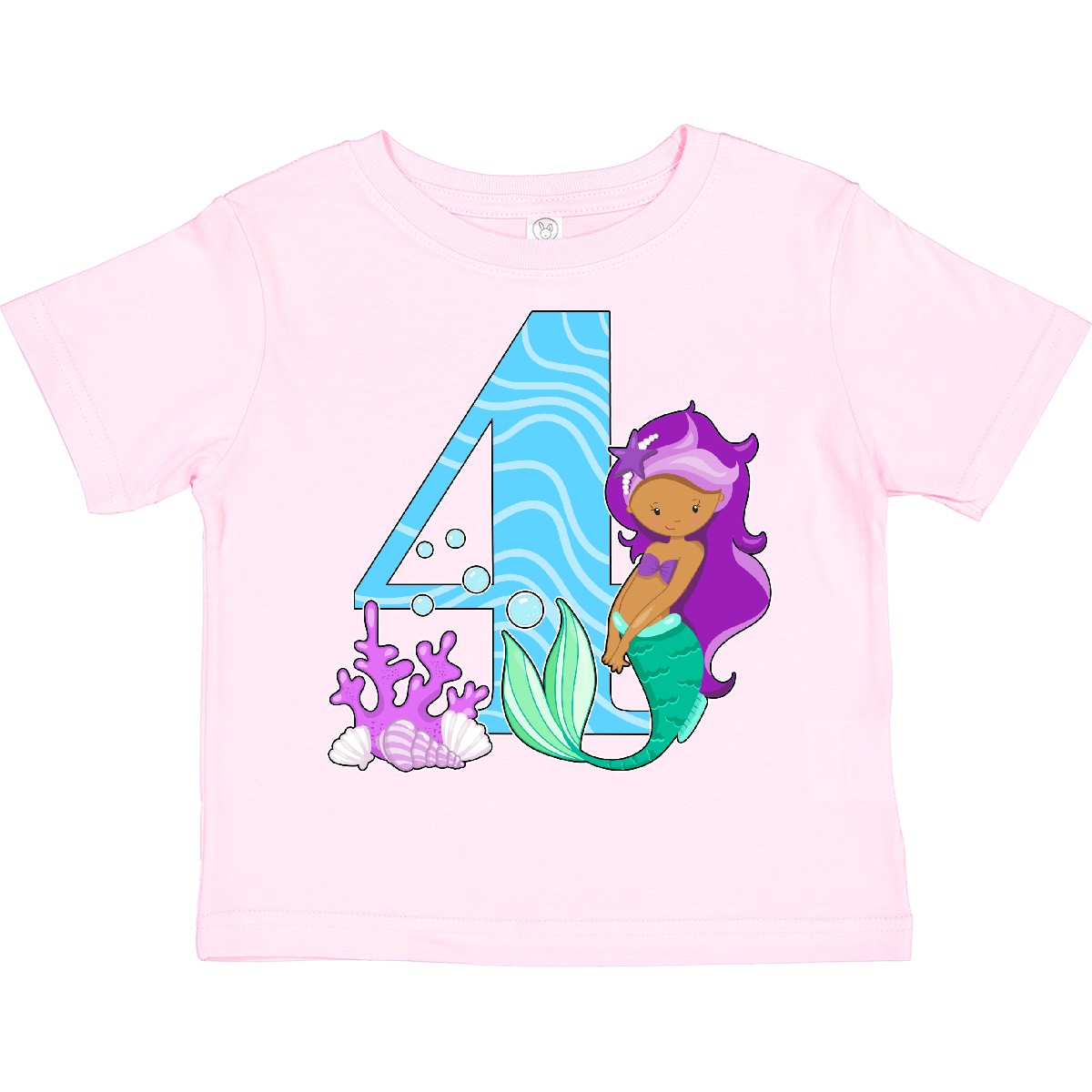 Inktastic Fourth Birthday Mermaid Toddler T-Shirt Birthdays 4th Four Year Old - Picture 9 of 10